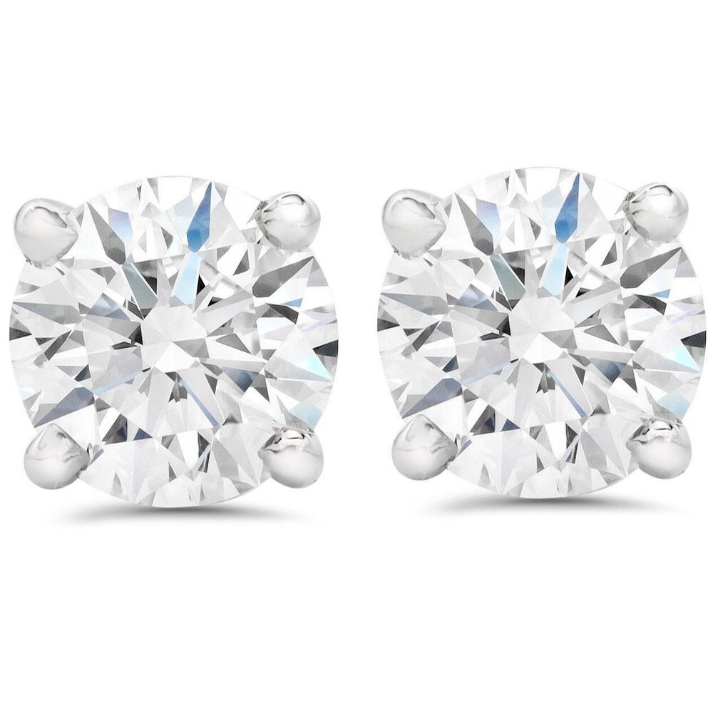 Diamond Stud Earrings PLATINUM Round Cut UGL & IGI CERT. $12,600 Value 6.48 ct